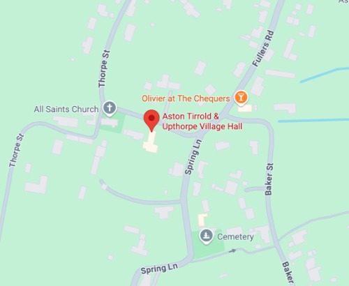 Map showing the location of the village hall